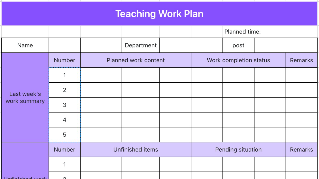 Teaching work plan 1